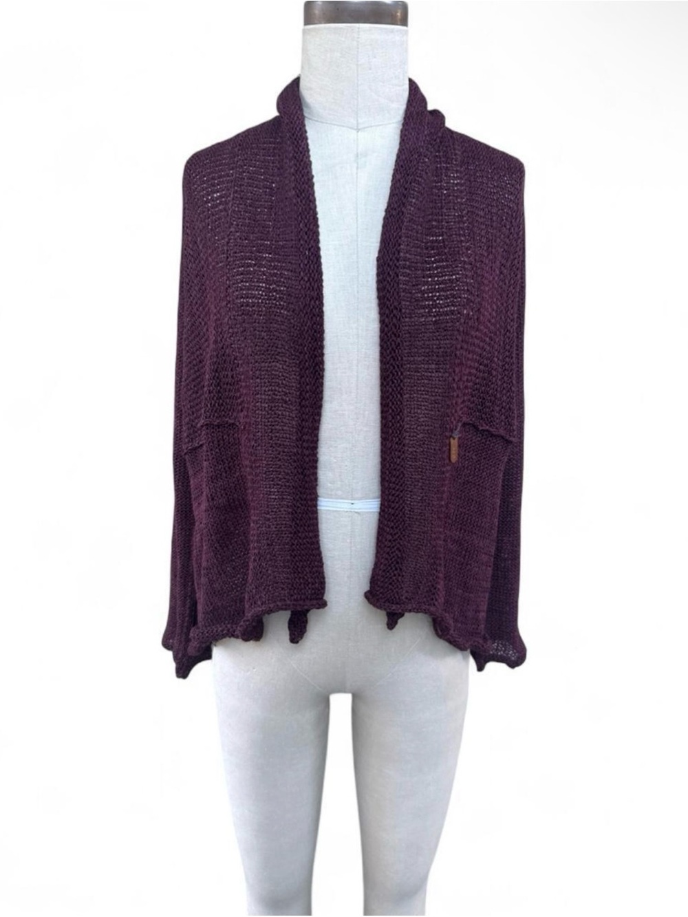 SKIF SKIFO Maroon plum open asymmetrical cardigan long sleeve Lagenlook handmade